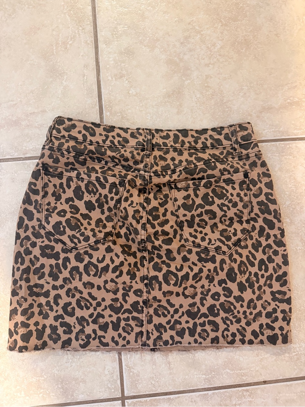 Leopard Print Denim Skirt - Picture 2 of 4
